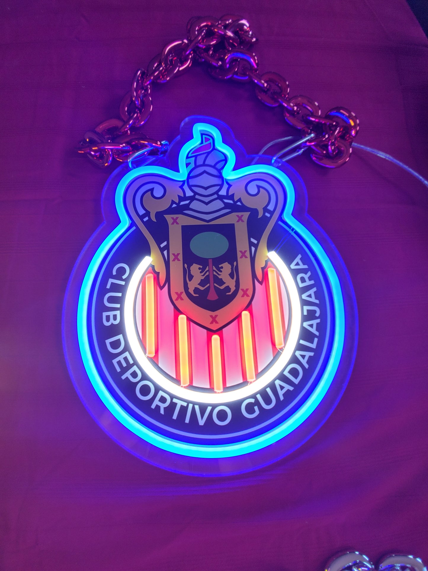 Club Deportivo Guadalajara blue neon led necklace chain Dual power