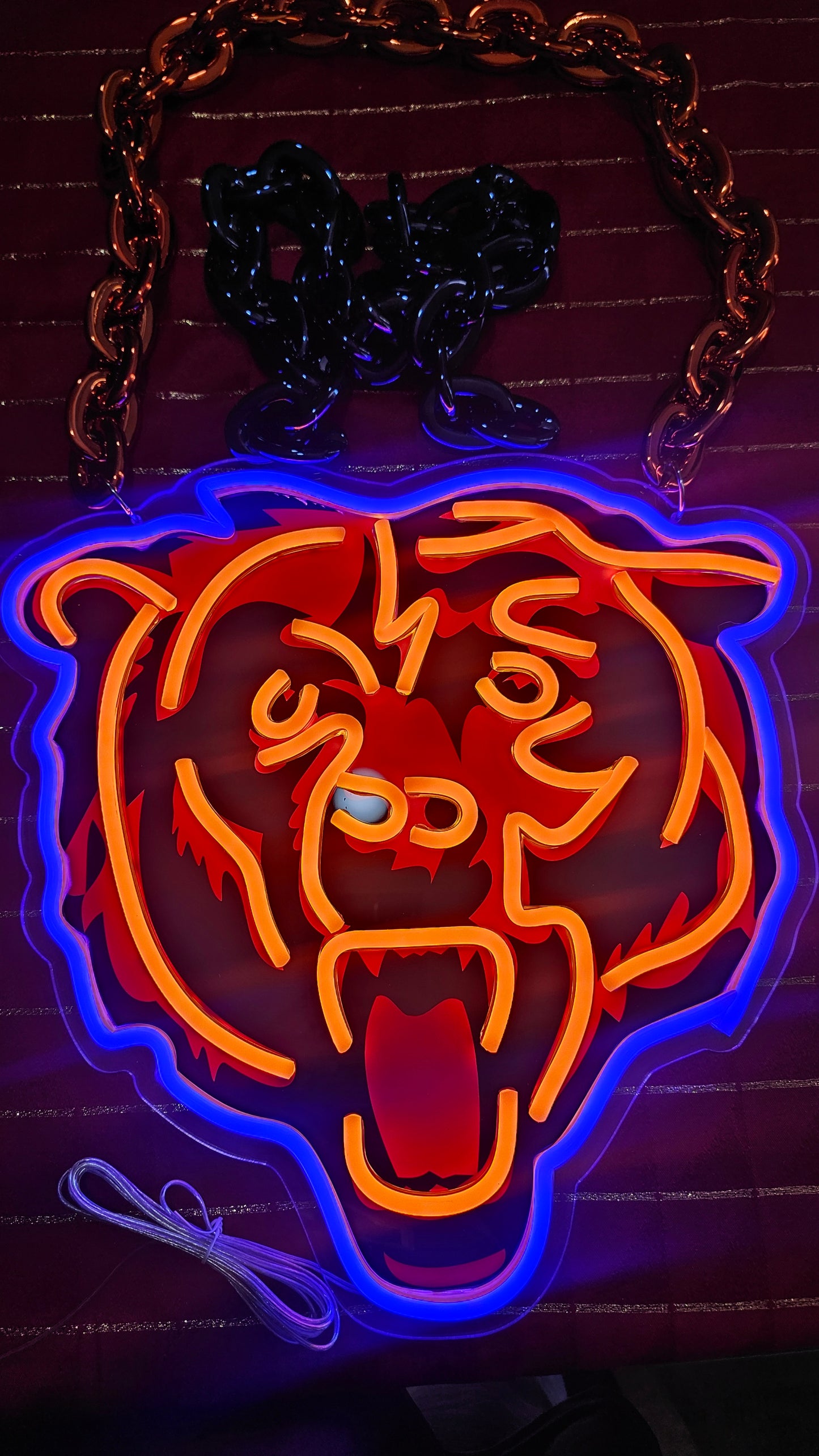 BEARS Head led chain sign 12v dual power with remote and dimmer