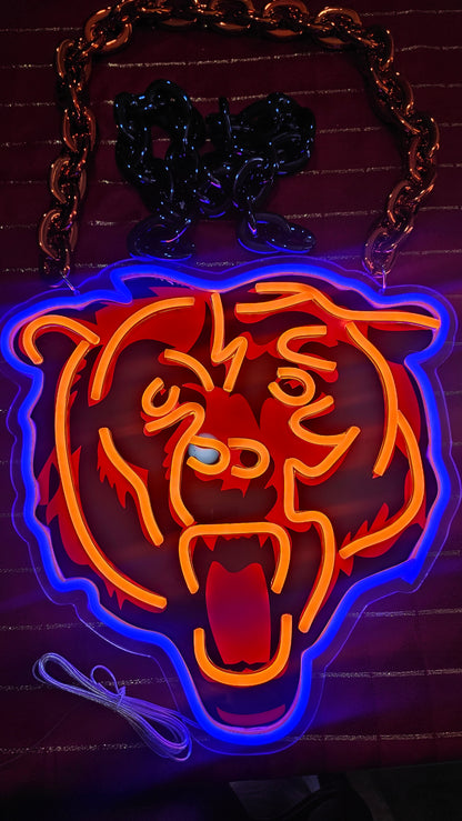 BEARS Head led chain sign 12v dual power with remote and dimmer