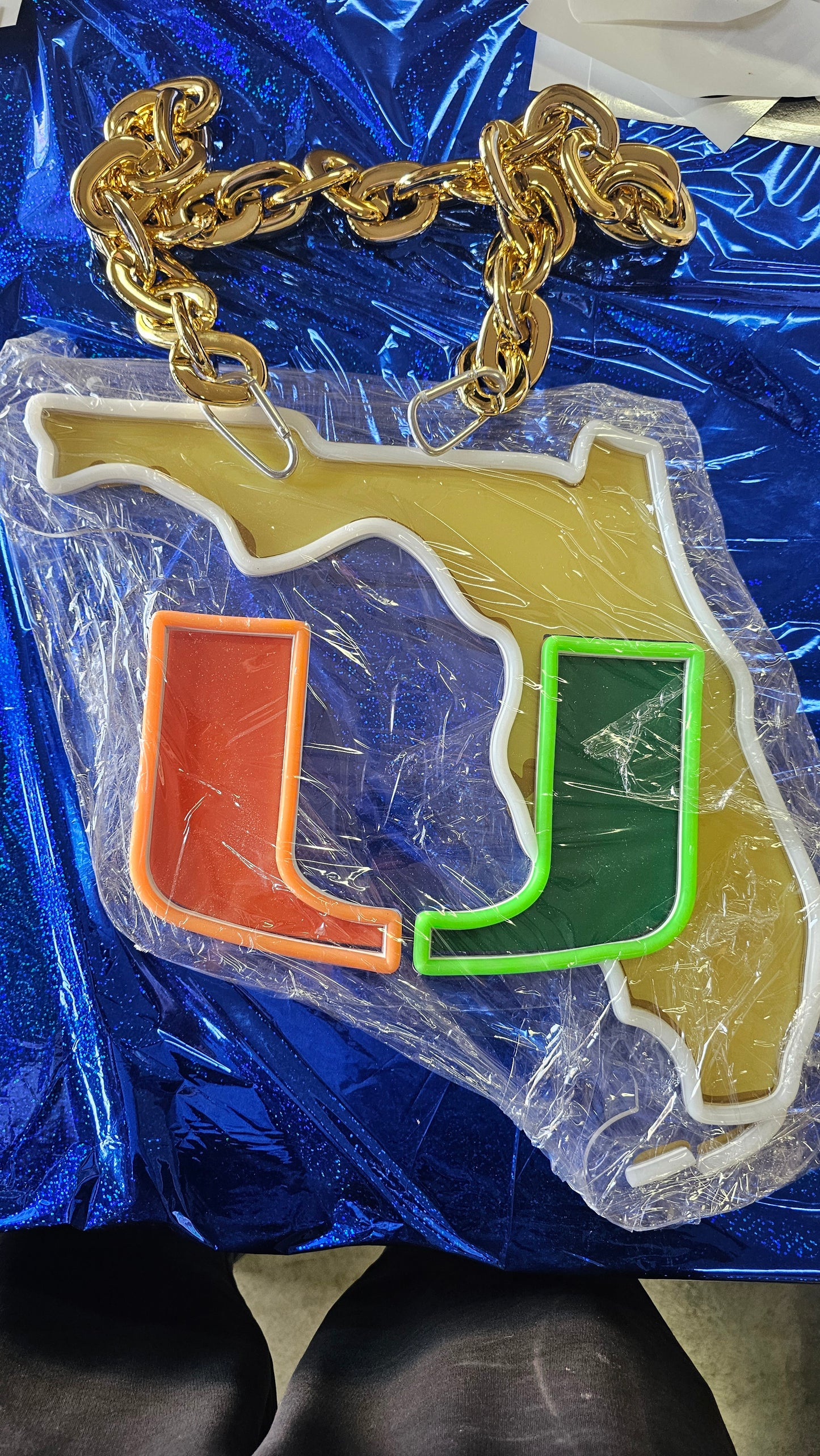 FLORIDA MIAMI HURRICANES led fan Necklace fan chain 12v dual power with dimmer control remote