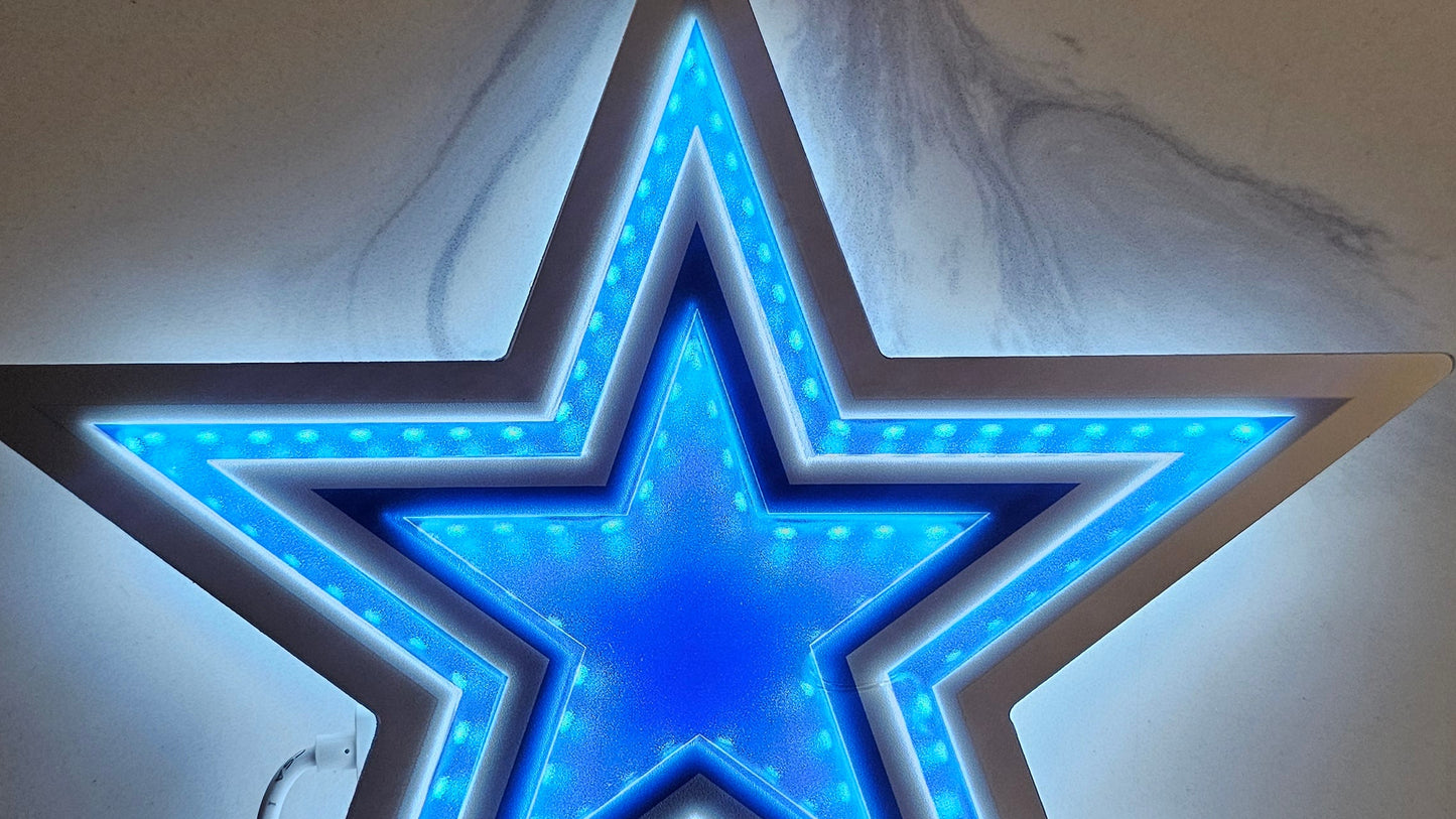 Cowboys 10 star LED Chain NECKLACE 5V silver chain
