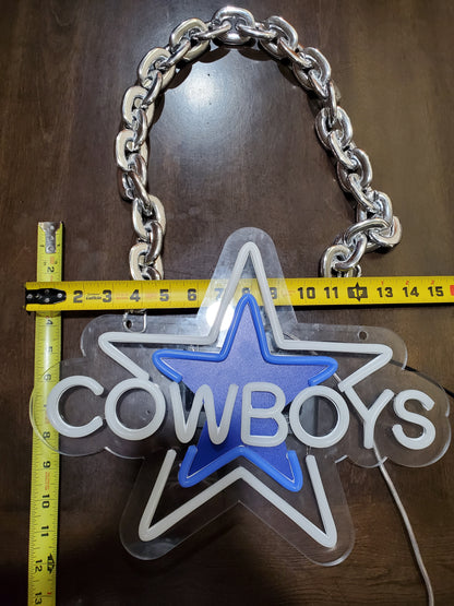 Light up star Cowboys star with cowboys LED Chain with remote and multi functions dimmer