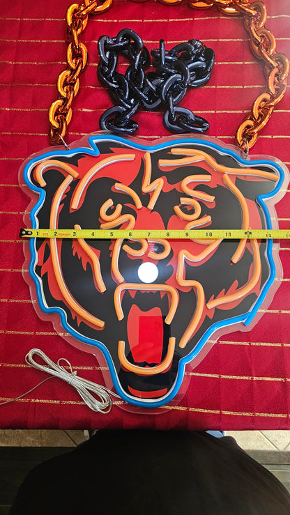 BEARS Head led chain sign 12v dual power with remote and dimmer
