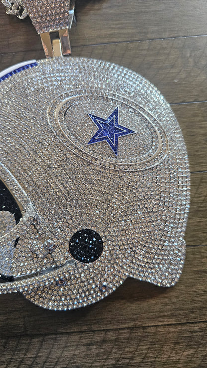 Dallas Silver bling 8inch helmet pendant necklace