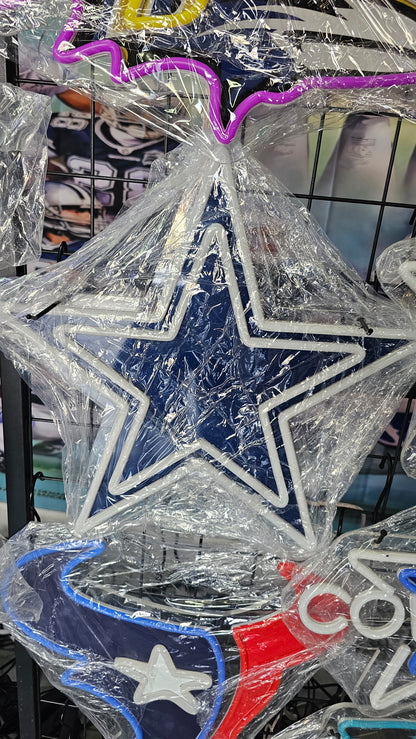 Light up star Cowboys star LED Chain NECKLACE 12v Dual Power with remote and dimmer 15 inches