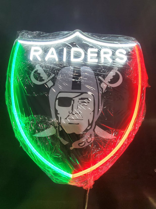 LAS VEGAS RAIDERS MEXICO COLORS SHIELD WALL LED SIGN