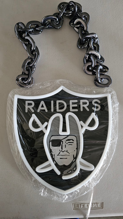 LAS VEGAS RAIDERS LED SHIELD NECKLACE Dual power with Dimmer and flashing and remote!!