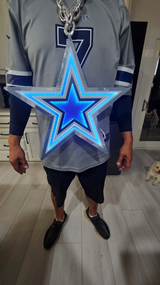 18 inch Jumbo Cowboys star LED Chain NECKLACE 5V silver chain