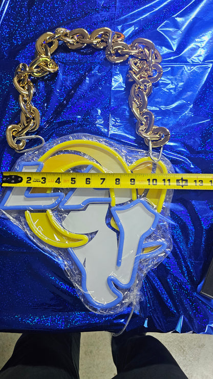 RAMS HEAD  With LA blue led chain sign 12v dual power with remote and dimmer
