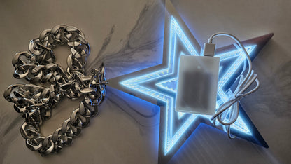 Cowboys 10 star LED Chain NECKLACE 5V silver chain
