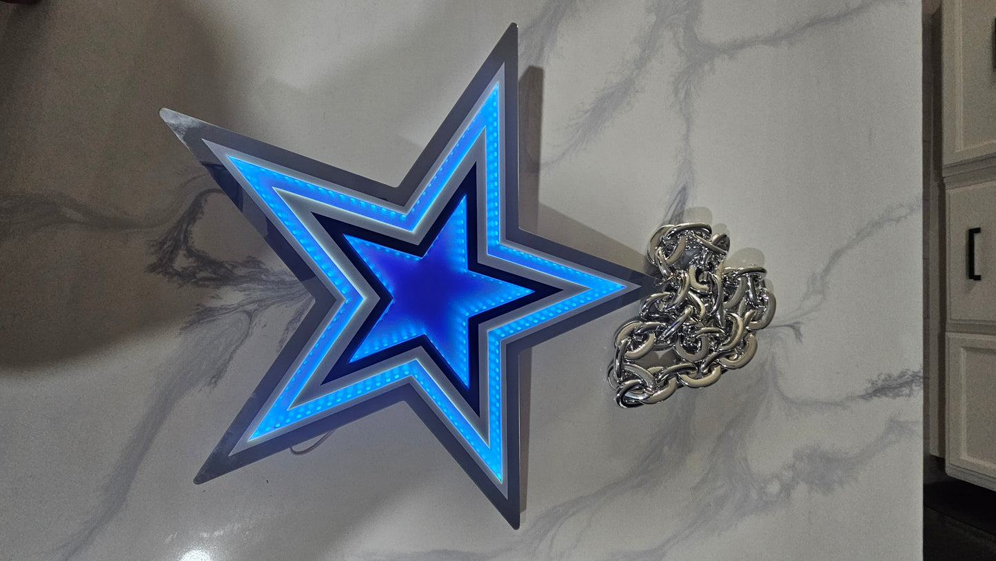 Jumbo Cowboys star LED Chain NECKLACE 5V silver chain