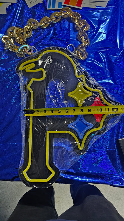 Pittsburgh steelers, penguins, pirates  FAN LED NECKLACE CHAIN or Wall  12v dual power with remote dimmer gold chain