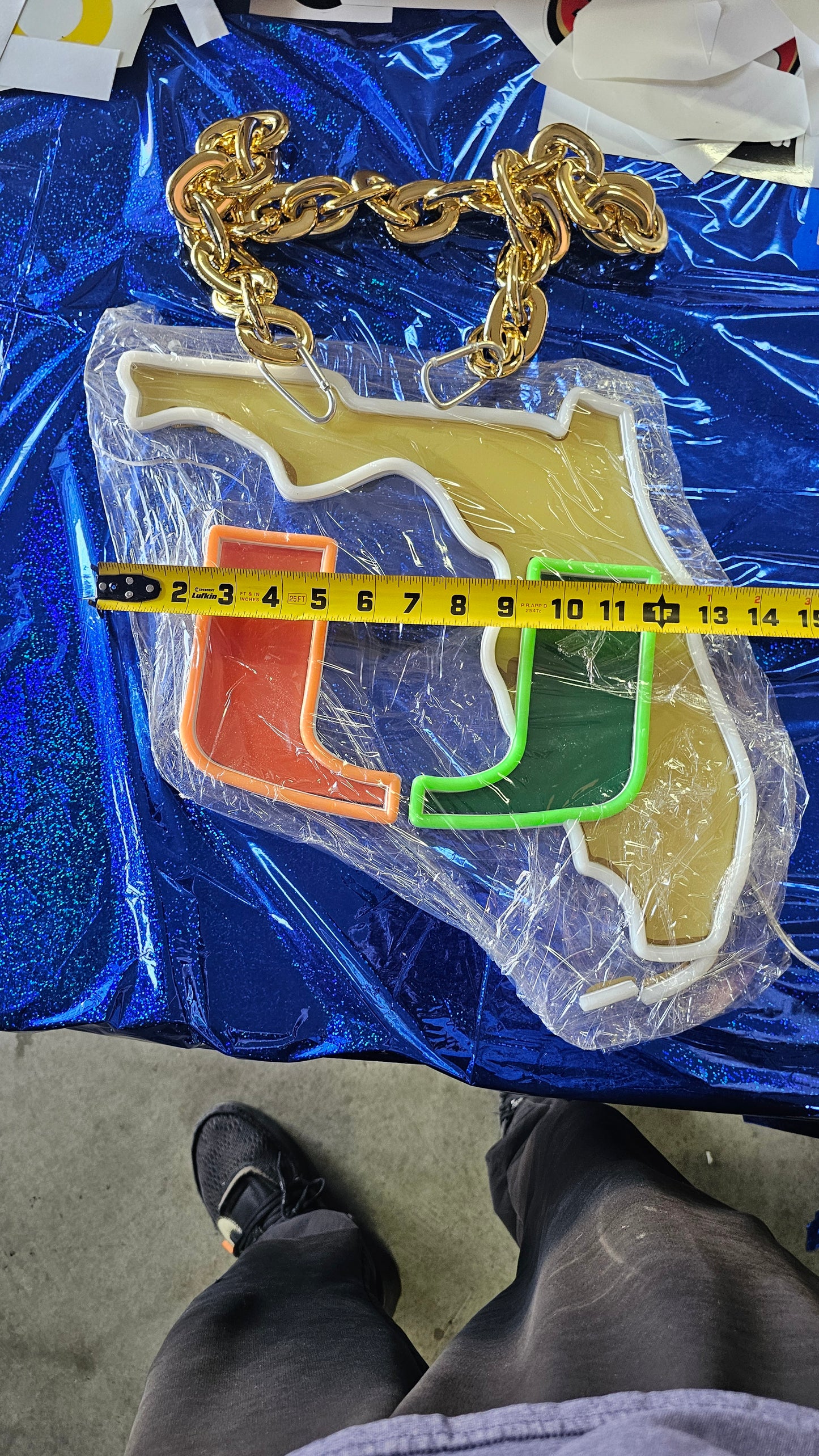 FLORIDA MIAMI HURRICANES led fan Necklace fan chain 12v dual power with dimmer control remote