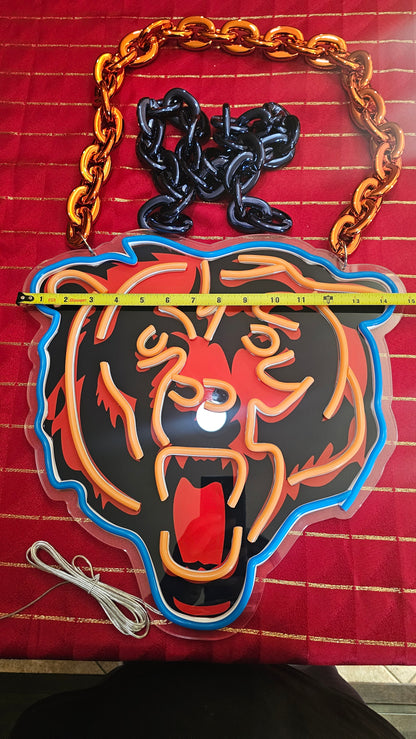 BEARS Head led chain sign 12v dual power with remote and dimmer