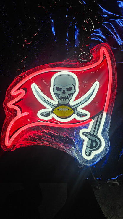 BUCCANEERS FAN Red and white Neon necklace CHAIN 12v