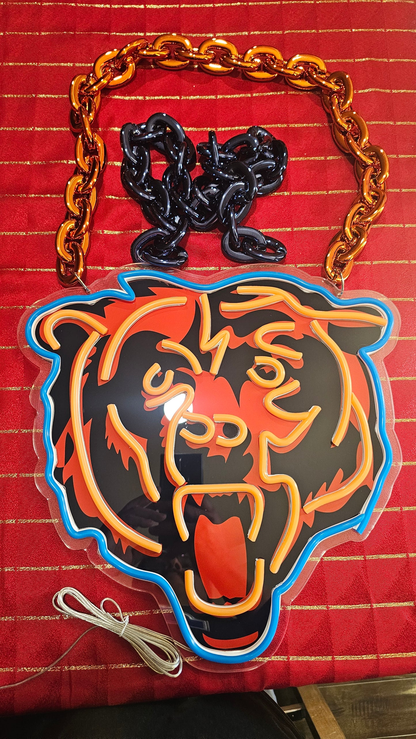 BEARS Head led chain sign 12v dual power with remote and dimmer
