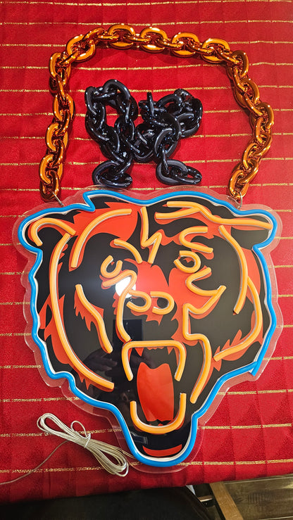 BEARS Head led chain sign 12v dual power with remote and dimmer