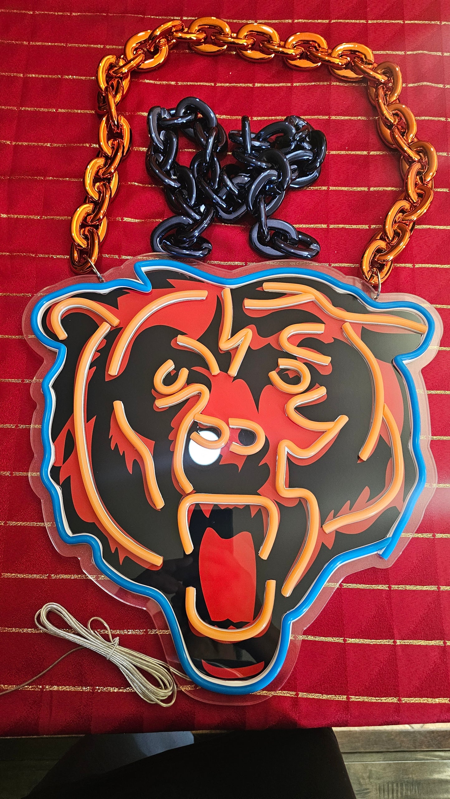 BEARS Head led chain sign 12v dual power with remote and dimmer