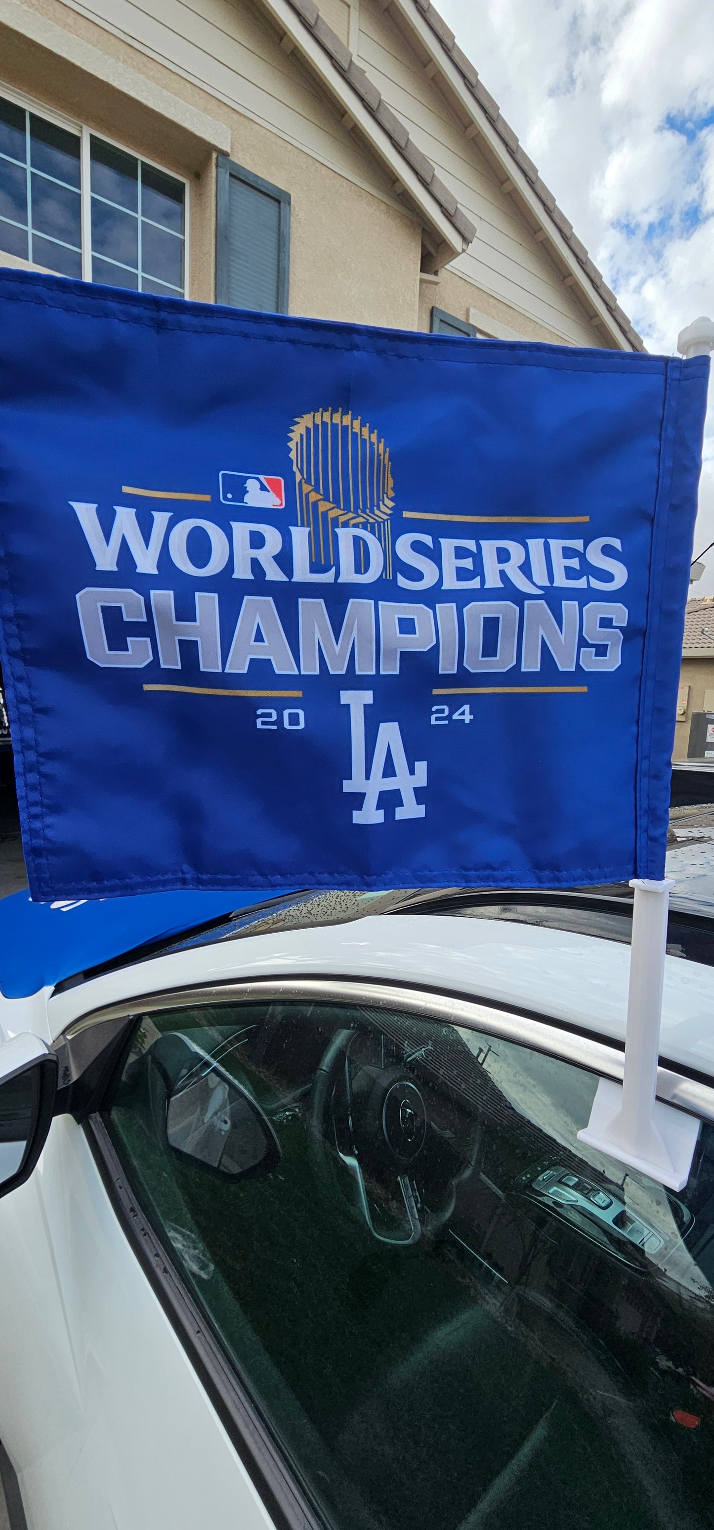 Dodgers world Series champions  vehicle window Flag double sided  print.