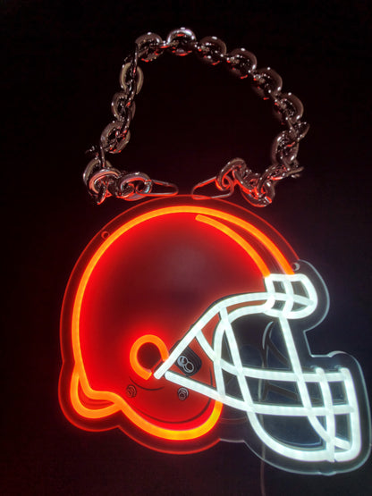 BROWNS CHAIN LED Necklace sign 12v dual power with remote and dimmer