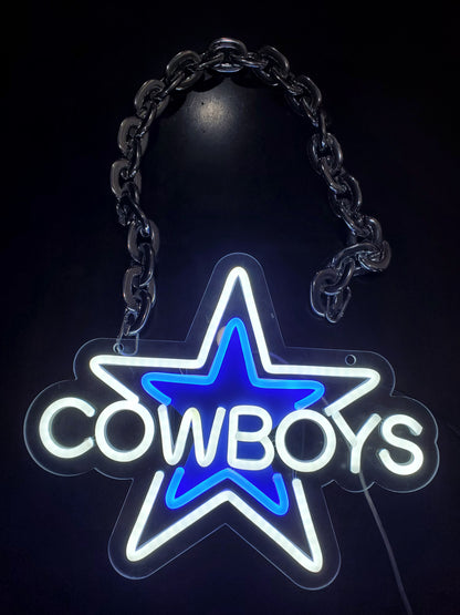 Light up star Cowboys star with cowboys LED Chain with remote and multi functions dimmer