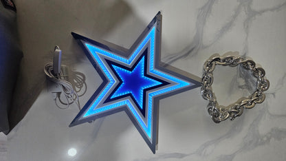 Jumbo Cowboys star LED Chain NECKLACE 5V silver chain