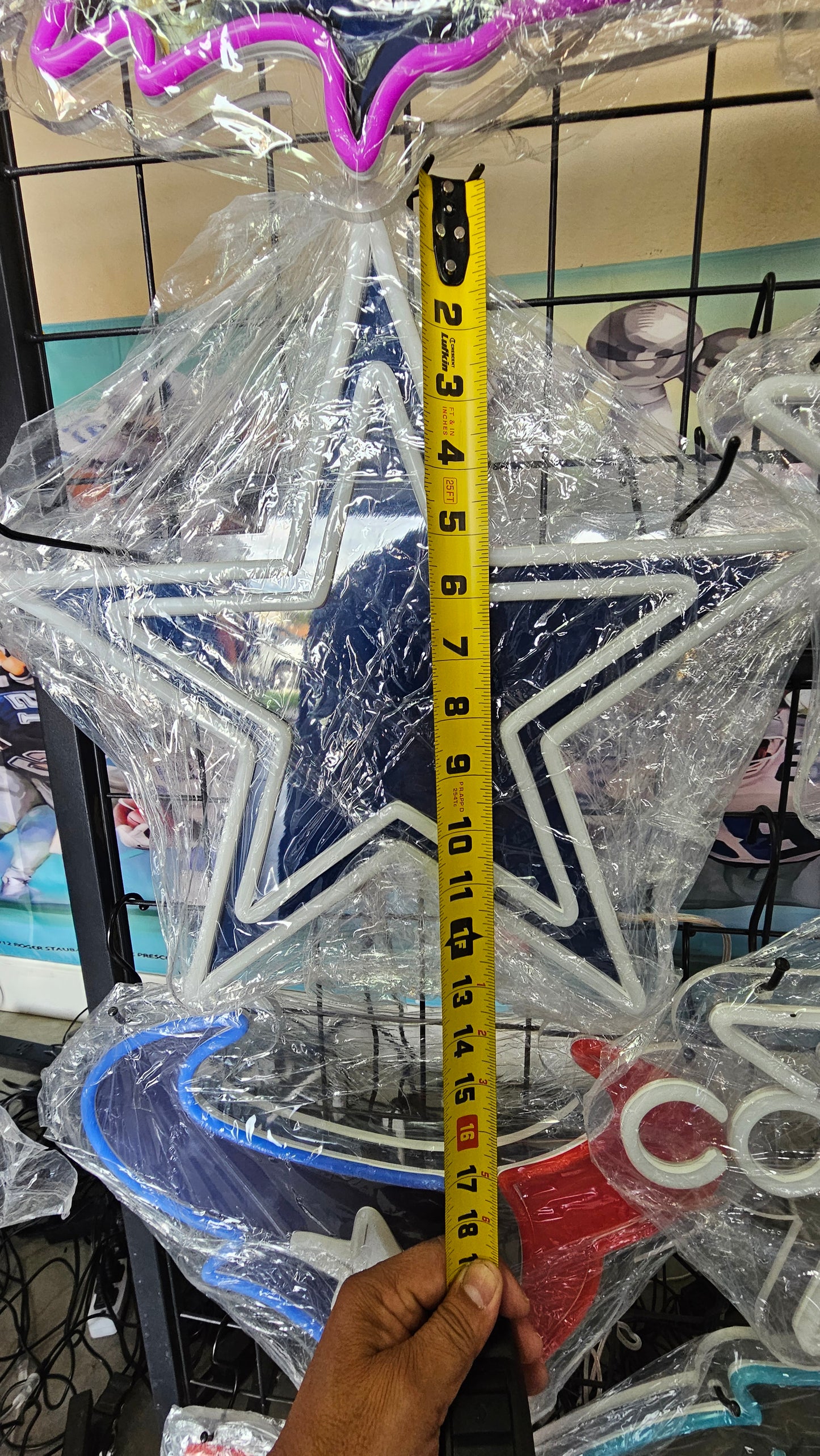 Light up star Cowboys star LED Chain NECKLACE 12v Dual Power with remote and dimmer 15 inches