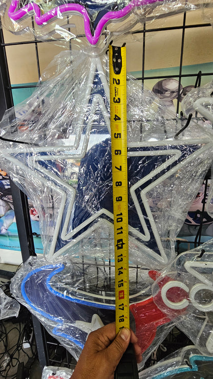 Light up star Cowboys star LED Chain NECKLACE 12v Dual Power with remote and dimmer 15 inches