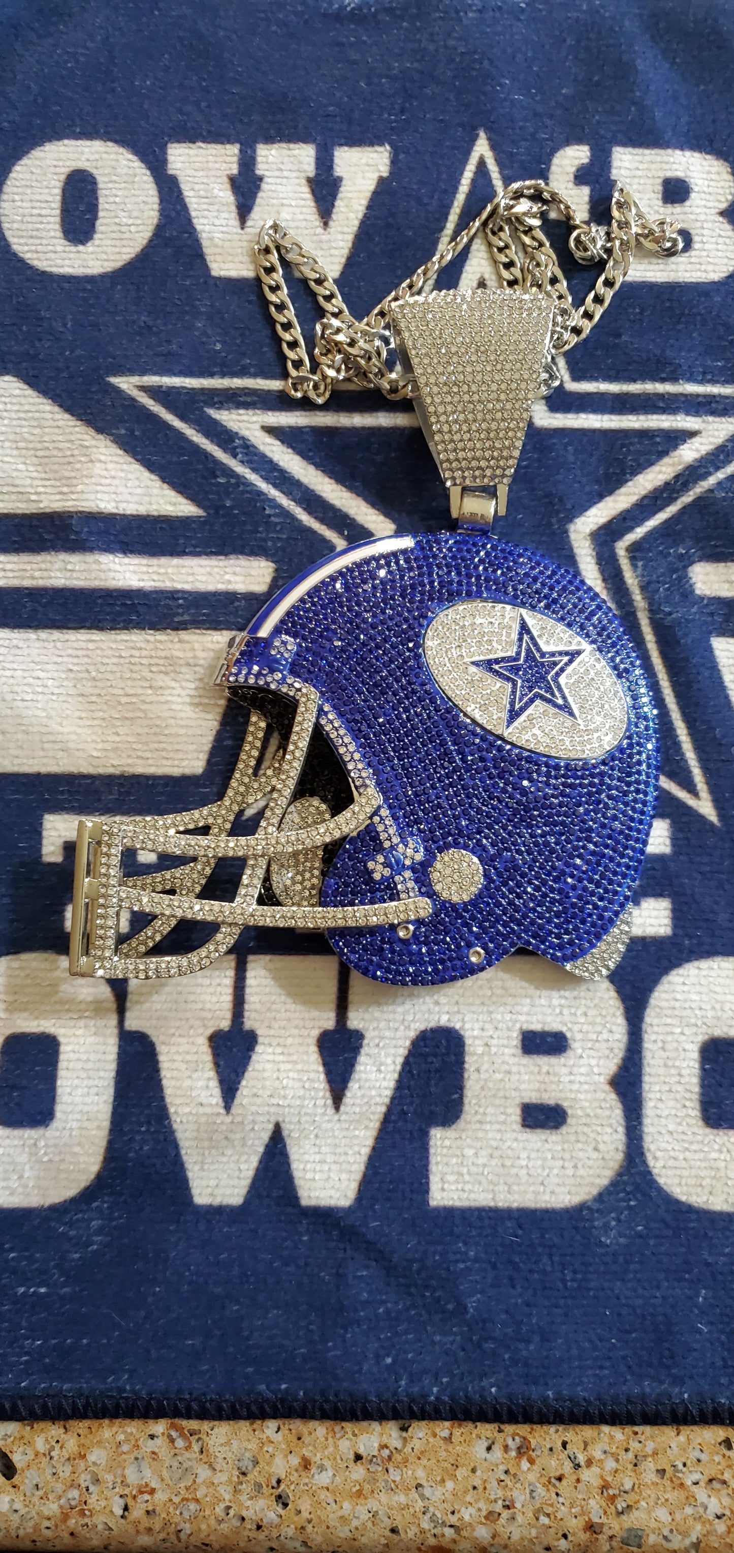 Dallas bling helmet pendant  necklace