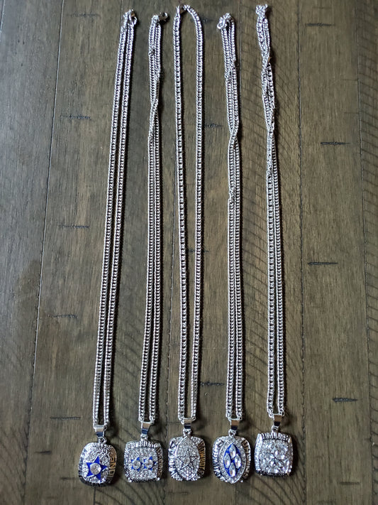 5 time superbowl champions cowboys necklace set 72,78,93,94,96