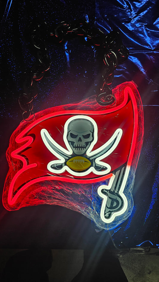 BUCCANEERS FAN Red and white Neon necklace CHAIN 12v