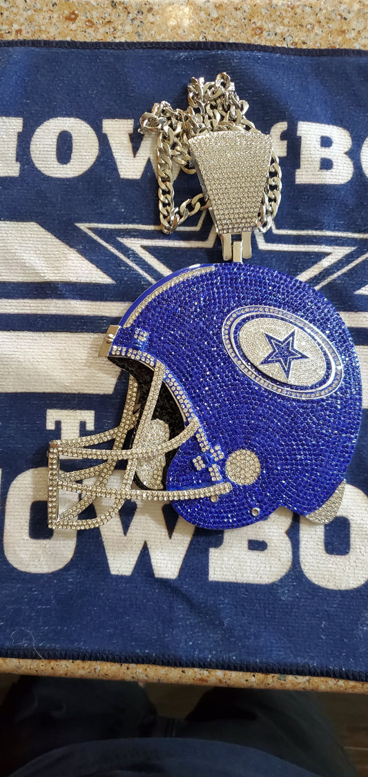 Dallas bling helmet pendant  necklace