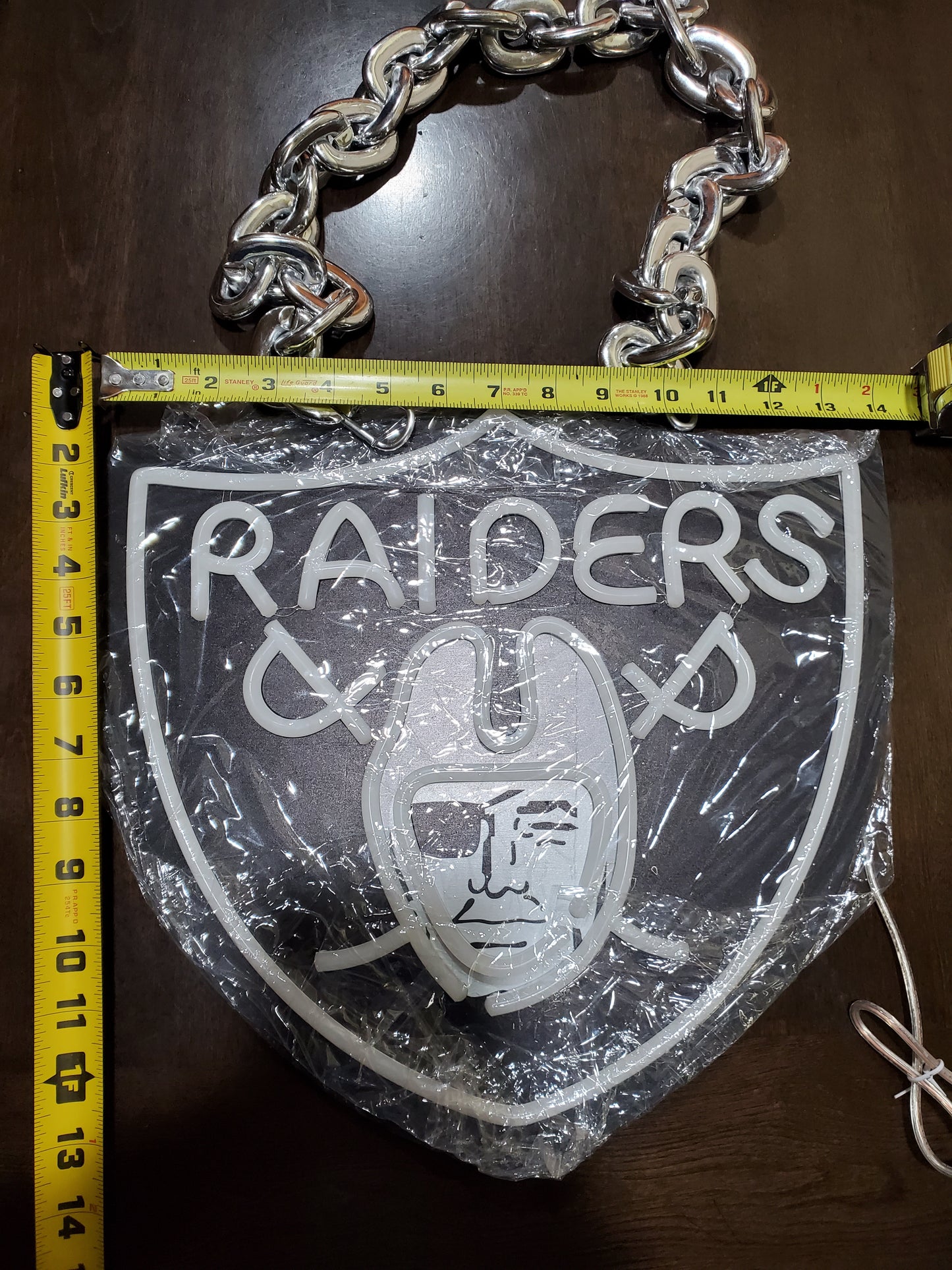 LAS VEGAS RAIDERS LED SHIELD 2 NECKLACE Dual power with Dimmer and flashing and remote!!