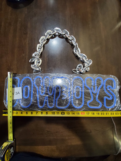 Light up neon blue Cowboys sign Chain necklace with cowboys LED Chain with remote and multi functions dimmer