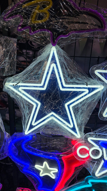 Light up star Cowboys star LED Chain NECKLACE 12v Dual Power with remote and dimmer 15 inches