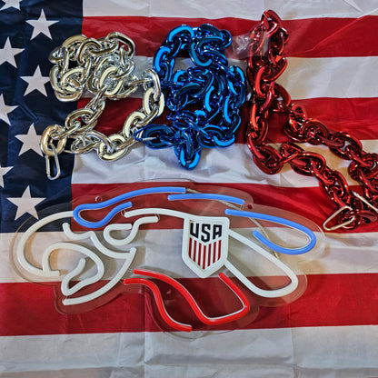 United States National Team led soccer eagle necklace chain