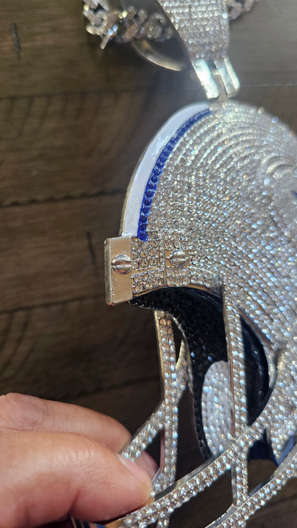 Dallas Silver bling 8inch helmet pendant necklace