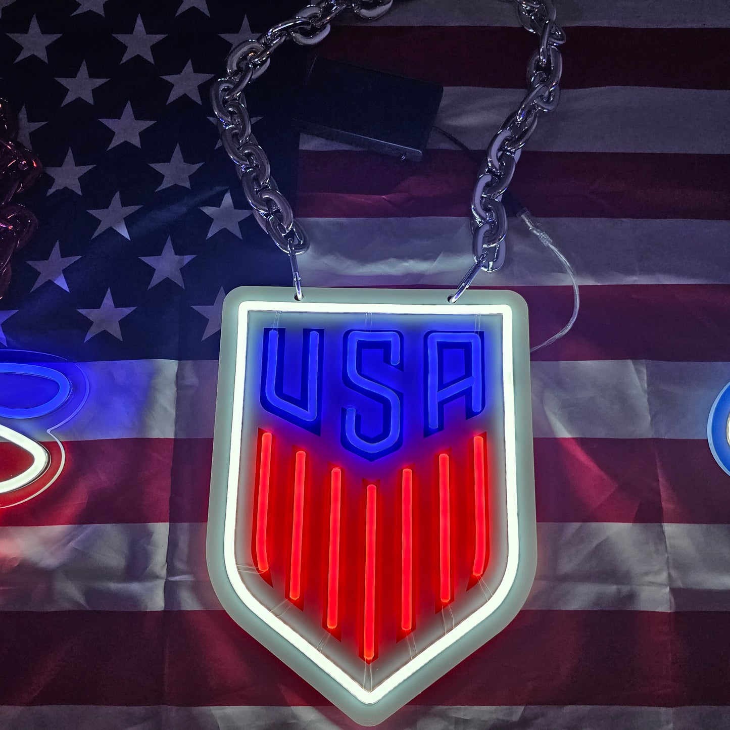 United States National Team led soccer Logo necklace chain