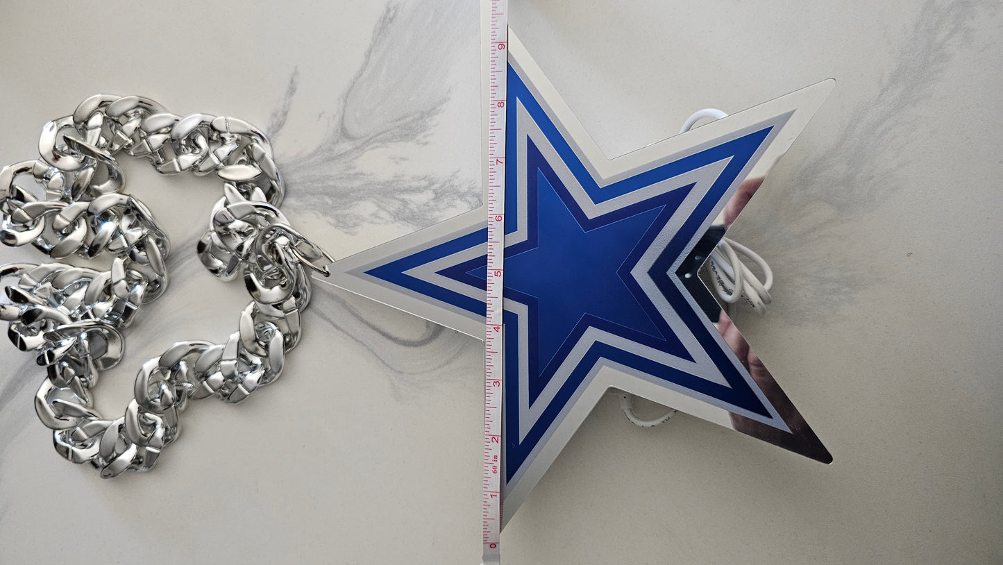 Cowboys 10 star LED Chain NECKLACE 5V silver chain