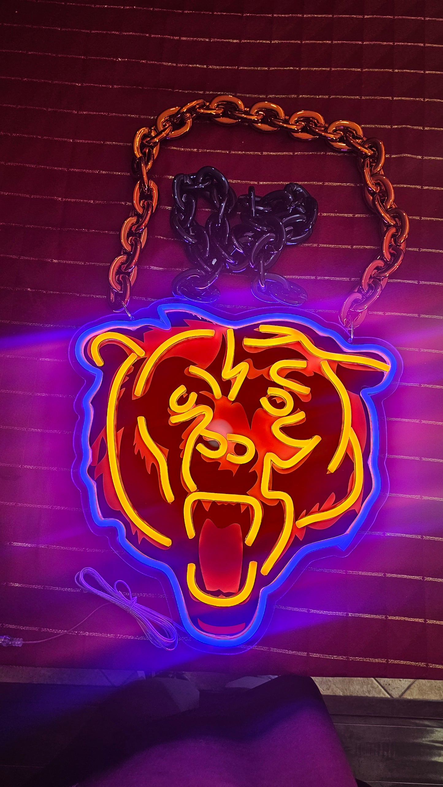 BEARS Head led chain sign 12v dual power with remote and dimmer
