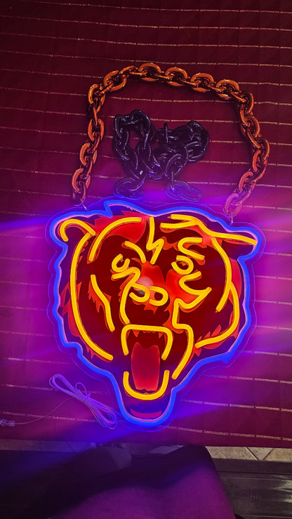 BEARS Head led chain sign 12v dual power with remote and dimmer