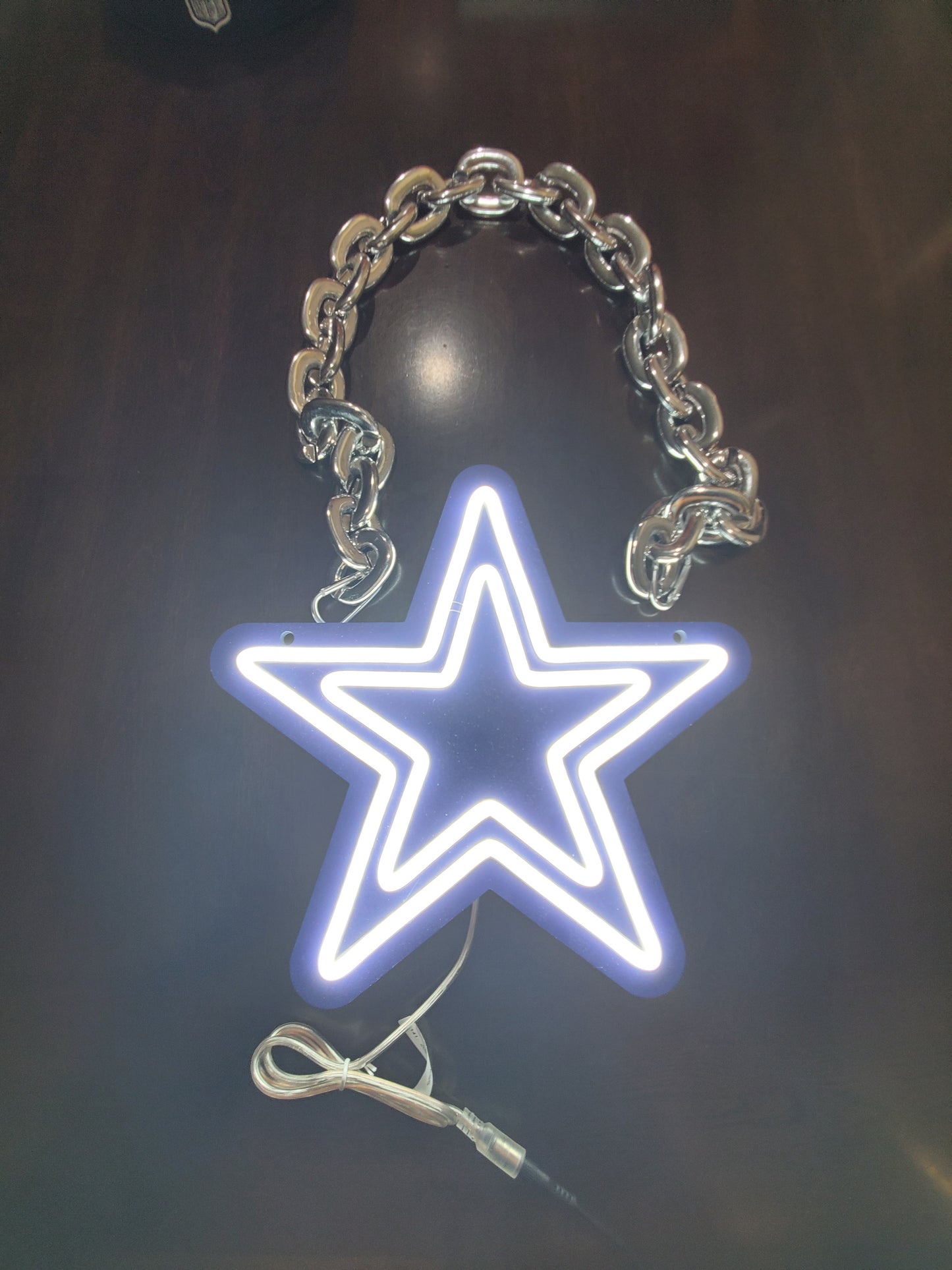 Light up star navy Cowboys star with LED Chain with remote and multi functions dimmer