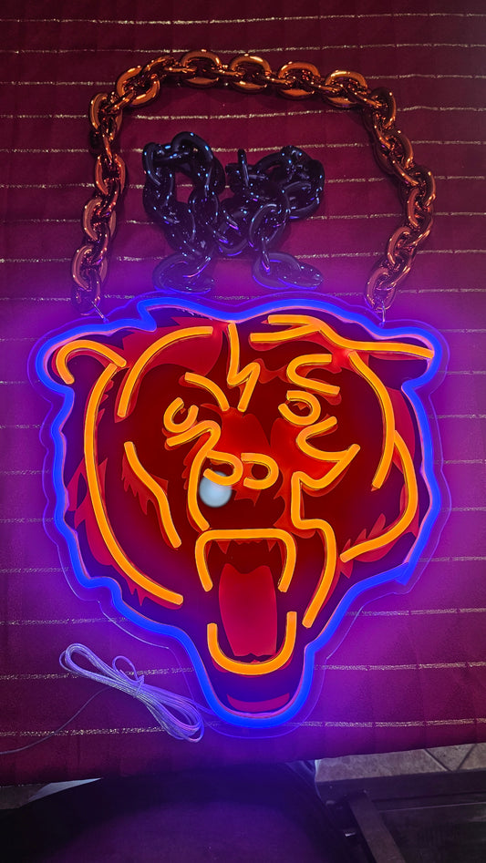 BEARS Head led chain sign 12v dual power with remote and dimmer