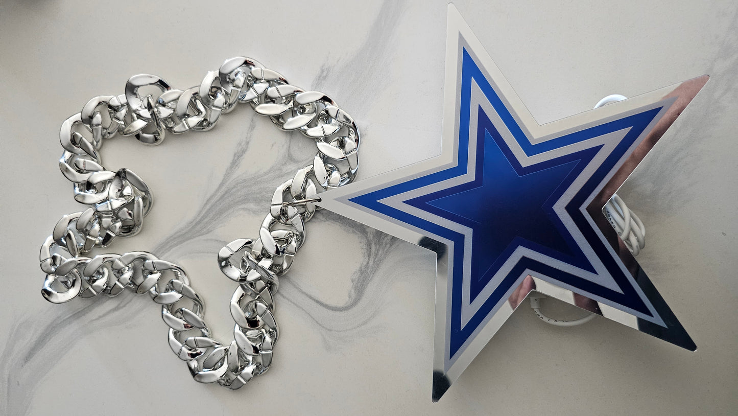 Cowboys 10 star LED Chain NECKLACE 5V silver chain