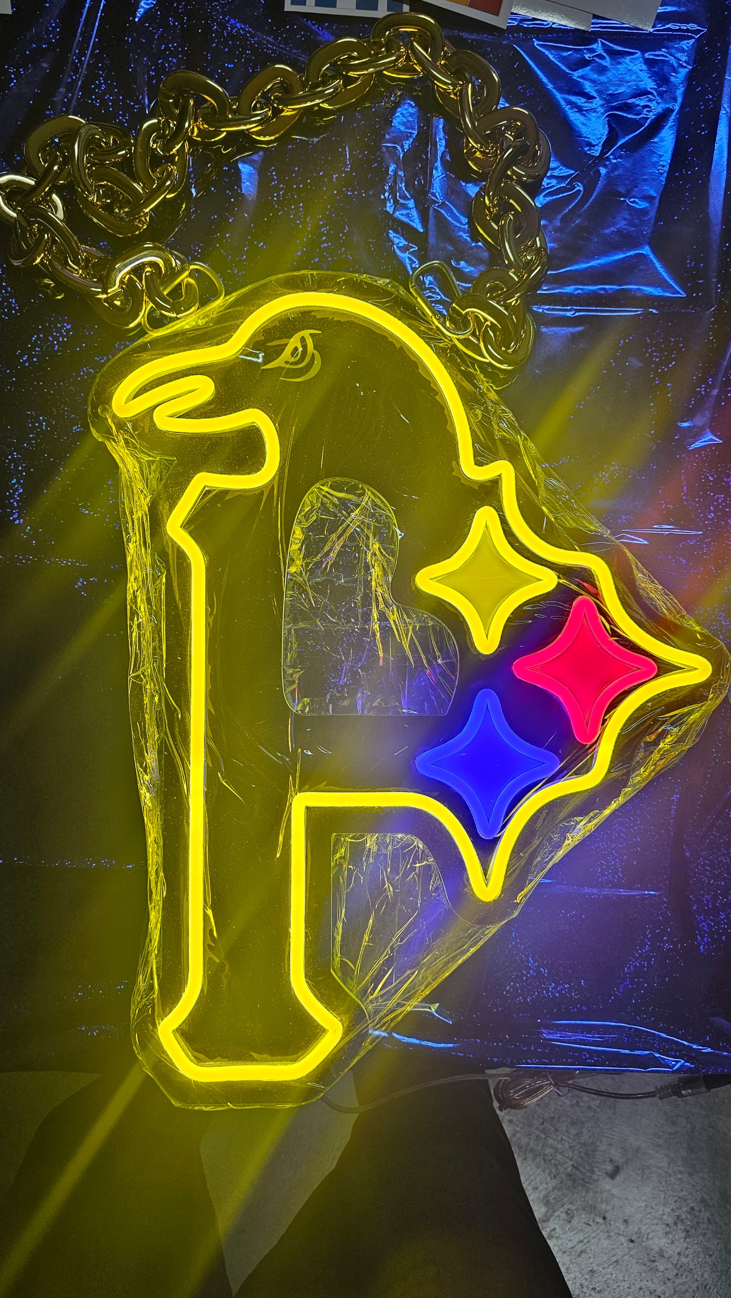 Pittsburgh steelers, penguins, pirates  FAN LED NECKLACE CHAIN or Wall  12v dual power with remote dimmer gold chain