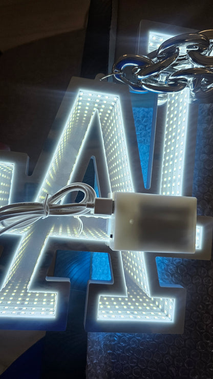 Infinity LED LA Dodgers chain 5v 12 x 9 usb 3 AA Battery necklace