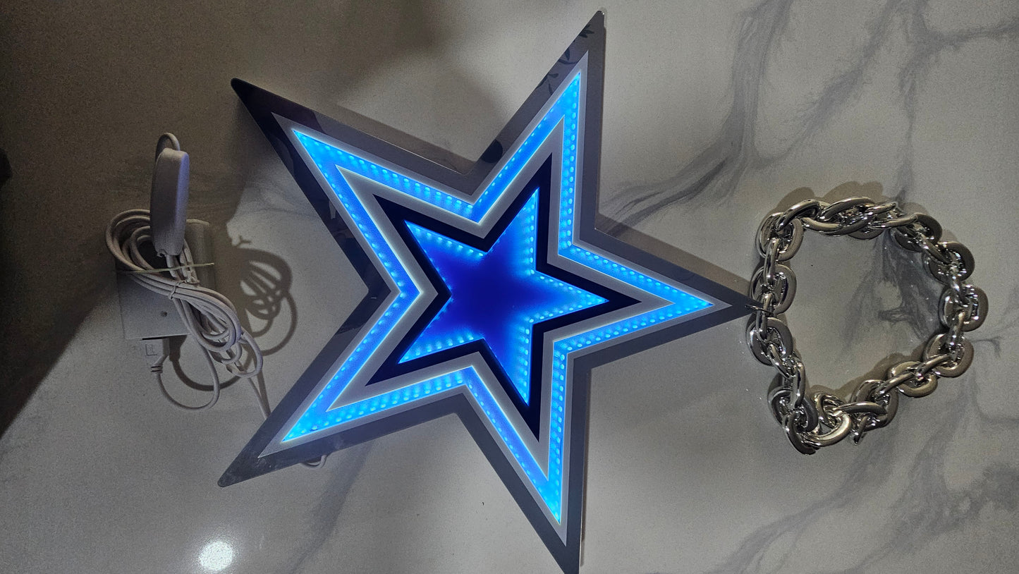 Jumbo Cowboys star LED Chain NECKLACE 5V silver chain
